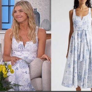 Cinq a Sept Blue and White Midi Sundress